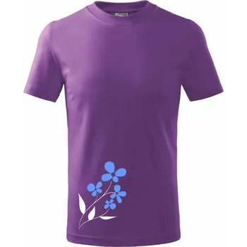 Modrá květina - Tričko dětské bavlněné - 98 cm / 2 roky ( Fialová )