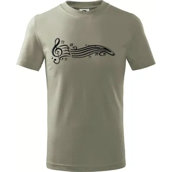 Noty vlna - Tričko dětské bavlněné - 98 cm / 2 roky ( Light khaki )