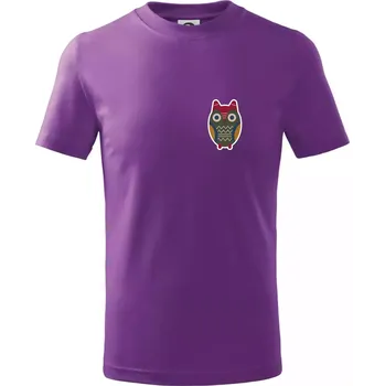 Folklor na prsu sova - Tričko dětské bavlněné - 146 cm/10 let ( Fialová )