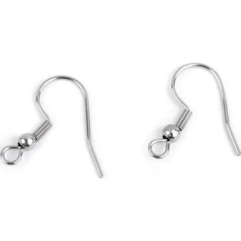 Materiál na výrobu šperku Afroháček s pružinkou a kuličkou z nerezové oceli, malé, platina