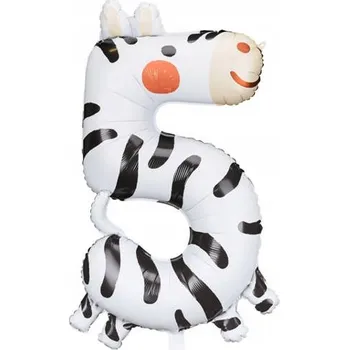 Balónek Party deco balónek číslice 5 Zebra 68x98 cm