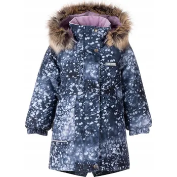 Dívčí bunda Dívčí zimní bunda, tmavě modrá s květinovým motivem, Lenne, vel. 122