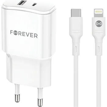 Forever síťová nabíječka PD QC TC-01-20AC 1x USB-C 1x USB 20W bílá + kabel
