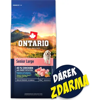 Krmivo pro psa Krmivo Ontario Senior Large Chicken 12kg + 3 konzervy 400g ZDARMA-KS