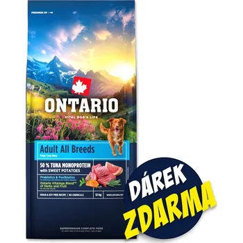 Krmivo pro psa Krmivo Ontario Adult All Breeds Monoprotein Tuna12kg + 3 konzervy 400g ZDARMA-KS