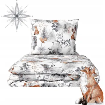 Povlečení Povlečení 160x200 2x70x80 VÁNOCE zima 140g/m2, Bavlna LAPONSKÁ ŠEDÁ