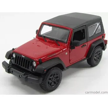 autíčko Maisto Jeep Wrangler Willys Soft-top 2014 1:18 Červená Černá