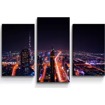 Obraz Sablio Obraz - 3-dílný Rozsvícené město - 75x50 cm