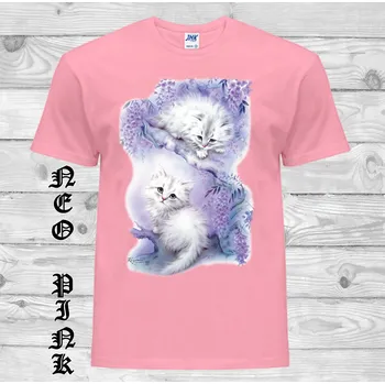 Pánské tričko levne-bavlnene-tricko-potisk-kotatka Barva: Pink neo - matně růžová, velikost: L