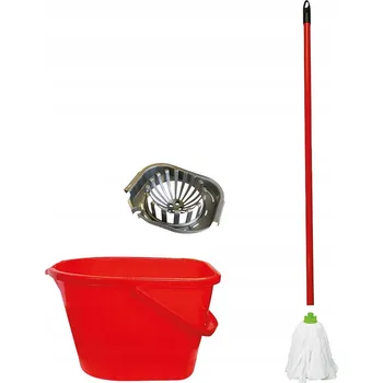 Kompletní sada mopu s kbelíkem 13L oválný, červený, páskový 140g BA