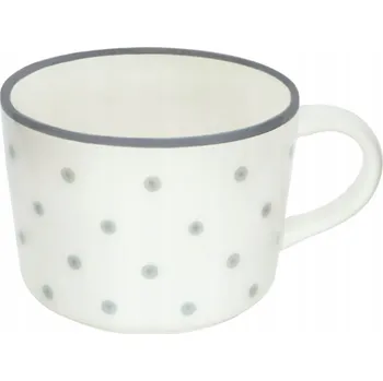 Bílý keramický hrnek s puntíky, 300 ml – dárek pro maminku, tatínka