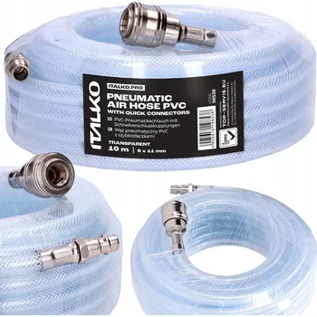 Příslušenství ke kompresoru ITALKO PNEUMATICKÁ HADICE PVC 10m S RYCHLOSPOJKAMI 6x11mm