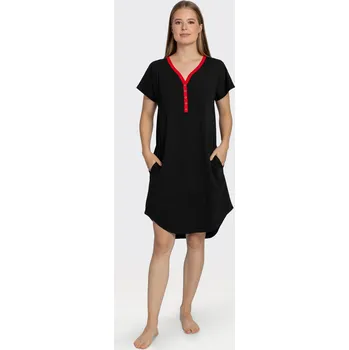 Dámská noční košile Dámská noční košile black red XL - černá