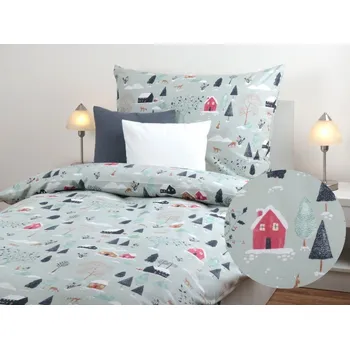 Povlečení JAN peří Flanelové povlečení - zimní krajina - poslední 2 ks!! - Flanelové povlečení - zimní krajina - souprava povlečení 70x90 + 140x200
