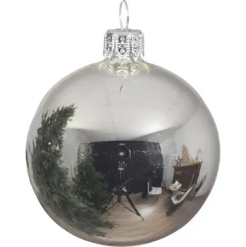 Vánoční ozdoba Vánoční ozdoba skleněná koule Ø 10 cm 4 ks lesklá stříbrná