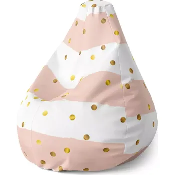 Sedací pytel Sablio Sedací vak Pear Pruhy a zlaté tečky - 140 x 100 x 25 cm