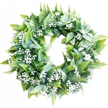 Věnec DEKORATIVNÍ VĚNEC BÍLÉ KVĚTY VELKÝ XXL