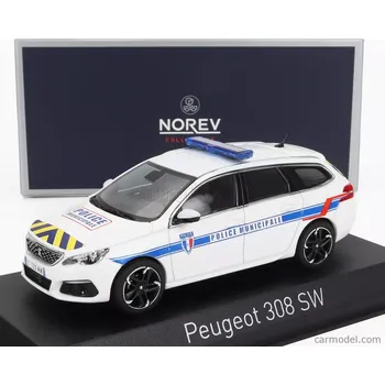 autíčko Norev Peugeot 308 Sw Station Wagon Police Municipale 2018 1:43 Bílá