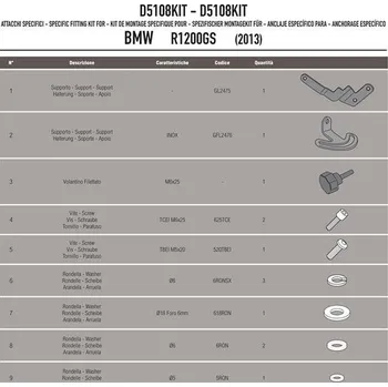 KAPPA DRŽÁK PRO MONTÁŽ SKEL 5108DK A 5108DTK BMW R 1200GS (2013-2015) A R 1200GS ADVENTURE