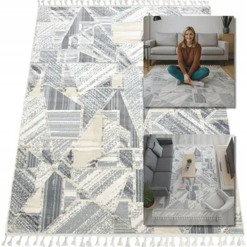 Koberec ŠEDÝ TURECKÝ KOBEREC SHAGGY ANKONA KOBERCE DO OBÝVÁKU BOHO LOFT 80x150