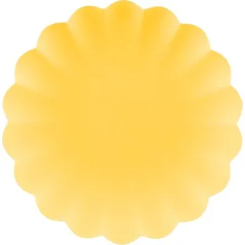 Talíř Plastové talířky "Volánek - Pastelové", žluté, PartyDeco, 22 cm, 4 ks