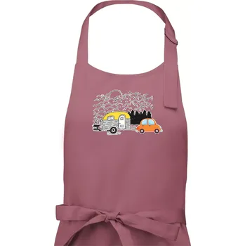 Kuchyňská zástěra S obytňákem v lese - Pánská zástěra na vaření - Univerzální velikost ( Starorůžová )