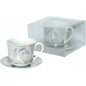 LIVELLO Jumbo porcelánový Šálek 400 ml s podšálkem 15,5 cm - šedorůžový