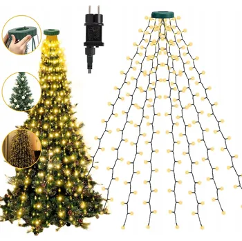 Vánoce VÁNOČNÍ OSVĚTLENÍ NA STROMEČEK LED s KRUHEM pro UPEVNĚNÍ ZEVNITŘ/ZVENKU na Stromek, Teplá Bílá