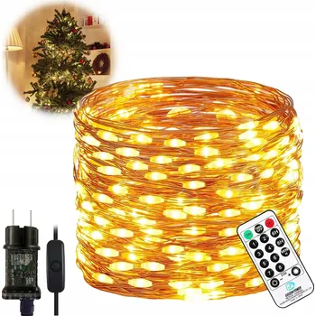 Vánoční dekorace DRÁTKOVÉ SVĚTELNÉ ŘETĚZY 10m, 100 LED, TEPLÁ BÍLÁ BARVA, K DEKORACI, NA VÁNOČNÍ STROMEK