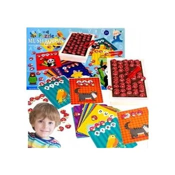 Dřevěná hračka DŘEVĚNÉ PUZZLE HŘÍBKY DŘEVĚNÁ SKLÁDAČKA EDUKAČNÍ HRA MONTESSORI