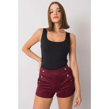 Dámské kraťasy RUE PARIS Šortky z imitace semiše a zadním zipem vínové Velikost: L/XL