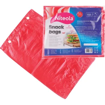Potravinová fólie Niteola svačinové sáčky, HDPE, 20 × 30 cm, síla 12 µ, červené, 50 ks IDDRZEX09377