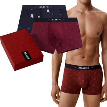 Boxerky Pánské boxerky ATLANTIC 2GMH-029 2PAK bavlna volné SRDCE - M