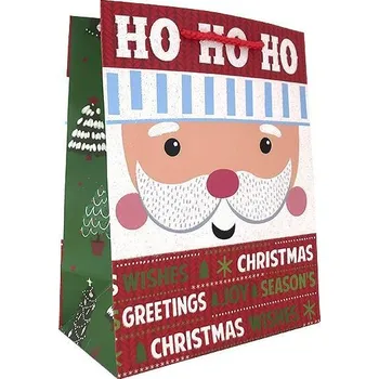 Dárková taška Dárková vánoční taška motiv Santa HO-HO-HO 18x23x10cm IDDRZEX04872