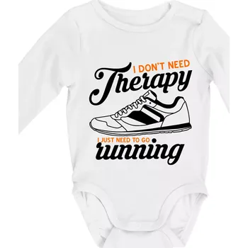 Kojenecké oblečení I don't need therapy running - Body kojenecké s dlouhým rukávem - Dlouhý r. do 3 měs ( Bílá )