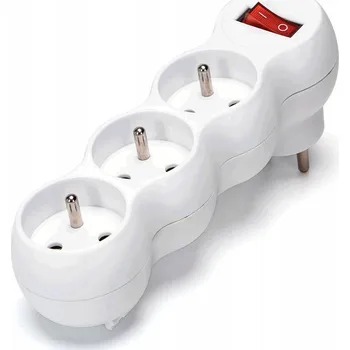 Elektrická zásuvka Rozbočovací adaptér trojitý s vypínačem 16A bílý podélný Aigostar