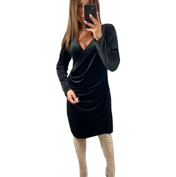 Dámské šaty ŠATY SAMETOVÉ ŠATY V OBÁLCE V990 vel. 44 (2XL)