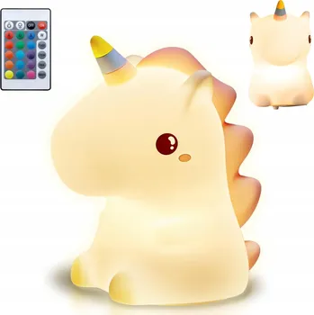 Lampička Noční lampa pro děti, barevná, SILIKONOVÁ, měkká, JEDNOROŽEC, LED RGB