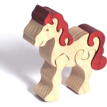 Fauna Dřevěné vkládací puzzle z masivu malý kůň bílý