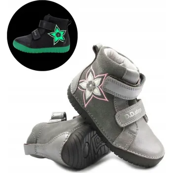 Dětská móda Kožené kotníkové boty A050-52429B Šedé - svítící ve tmě 27