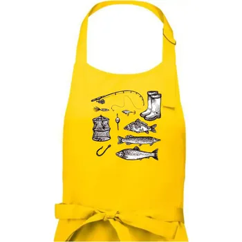 Kuchyňská zástěra Rybářský set - Pánská zástěra na vaření - Univerzální velikost ( Žlutá )