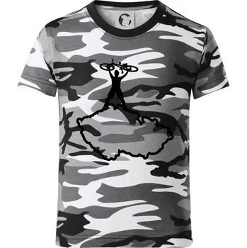 Chlapecké tričko Mapa ČR - cyklista na prsou - Dětské maskáčové triko - 122 cm/6 let ( Šedý maskáč )