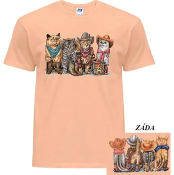 Pánské tričko bavlnene_panske_vtipne_tricko_potisk_kovboj_kocky Barva: Orange neo - meruňková, velikost: XL