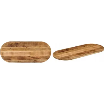 Konferenční stolek 140x50x2 cm, Deska stolu, masivní surové mangové dřevo, 5 cm, oválná