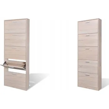 Botník Bílá dřevěná botník v barvě dubu s 5 přihrádkami