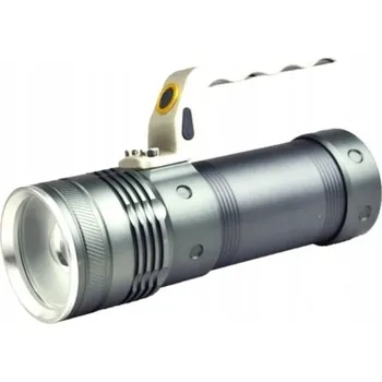 Svítilna Akumulátorová svítilna stříbrná LED ZOOM 10W CREE XM-L T6