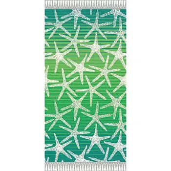 Plážová osuška DELTA, MOŘSKÉ HVĚZDICE, tyrkysovo-zelená, froté, 90x170cm