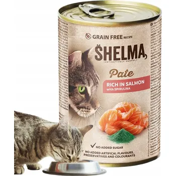 Krmivo pro kočku MOKRÉ KRMIVO PRO KOČKY PAŠTIKA S LOSOSEM A SPIRULINOU 400G SHELMA BEZ OBILOVIN