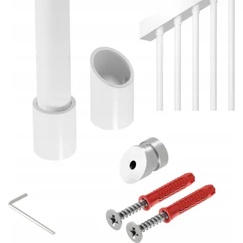 Zábradlí Šikmé zábradlí na schody 32 st. s tyčkami fi 25 mm, bílé, 200 cm, Naxo