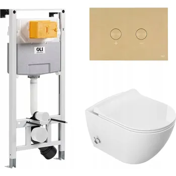 WC sada Sada WC mísa OLI Viba + rám + zlaté tlačítko